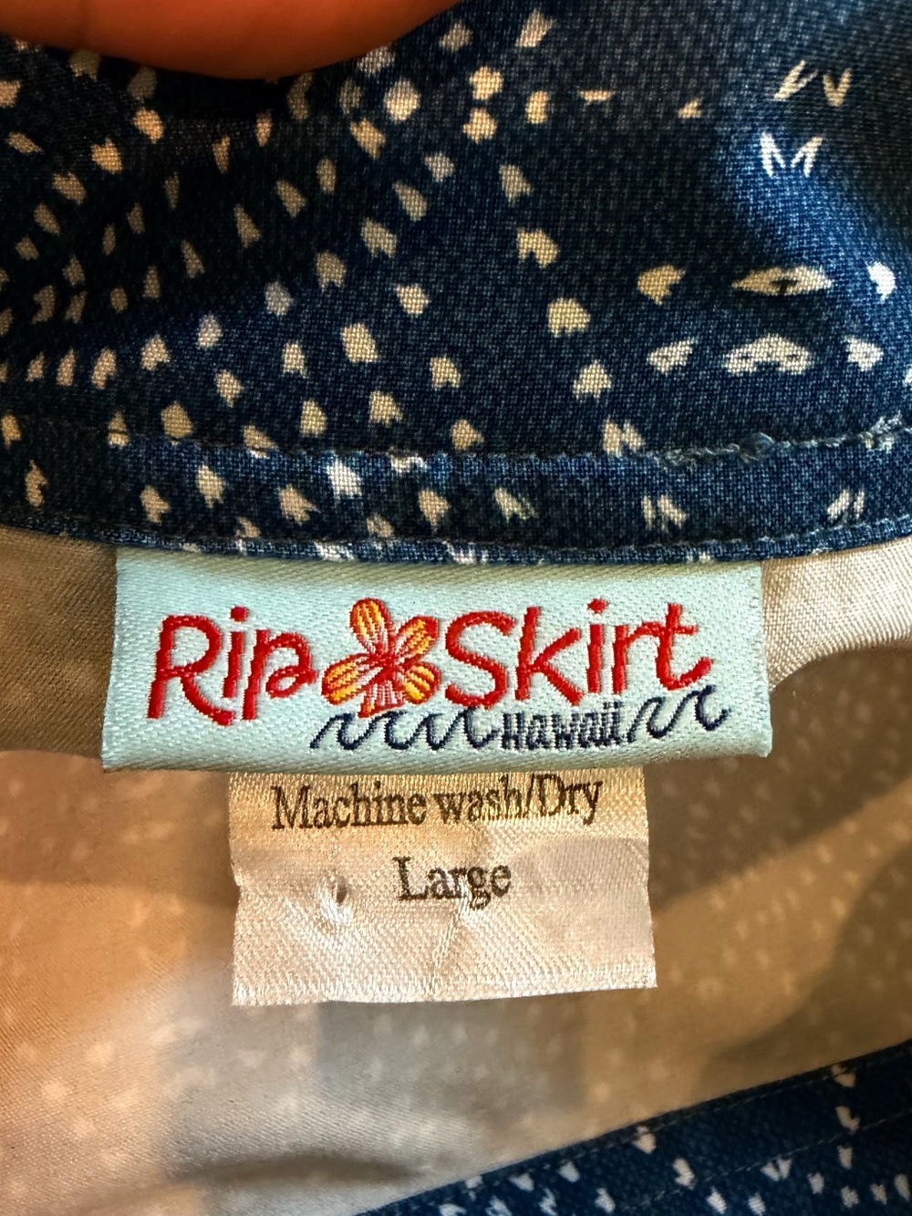 Rip Skirt Large EUC ADJ Velcro Waist Summer Perfect Blue/White Resort Vacay Wear - Picture 2 of 7